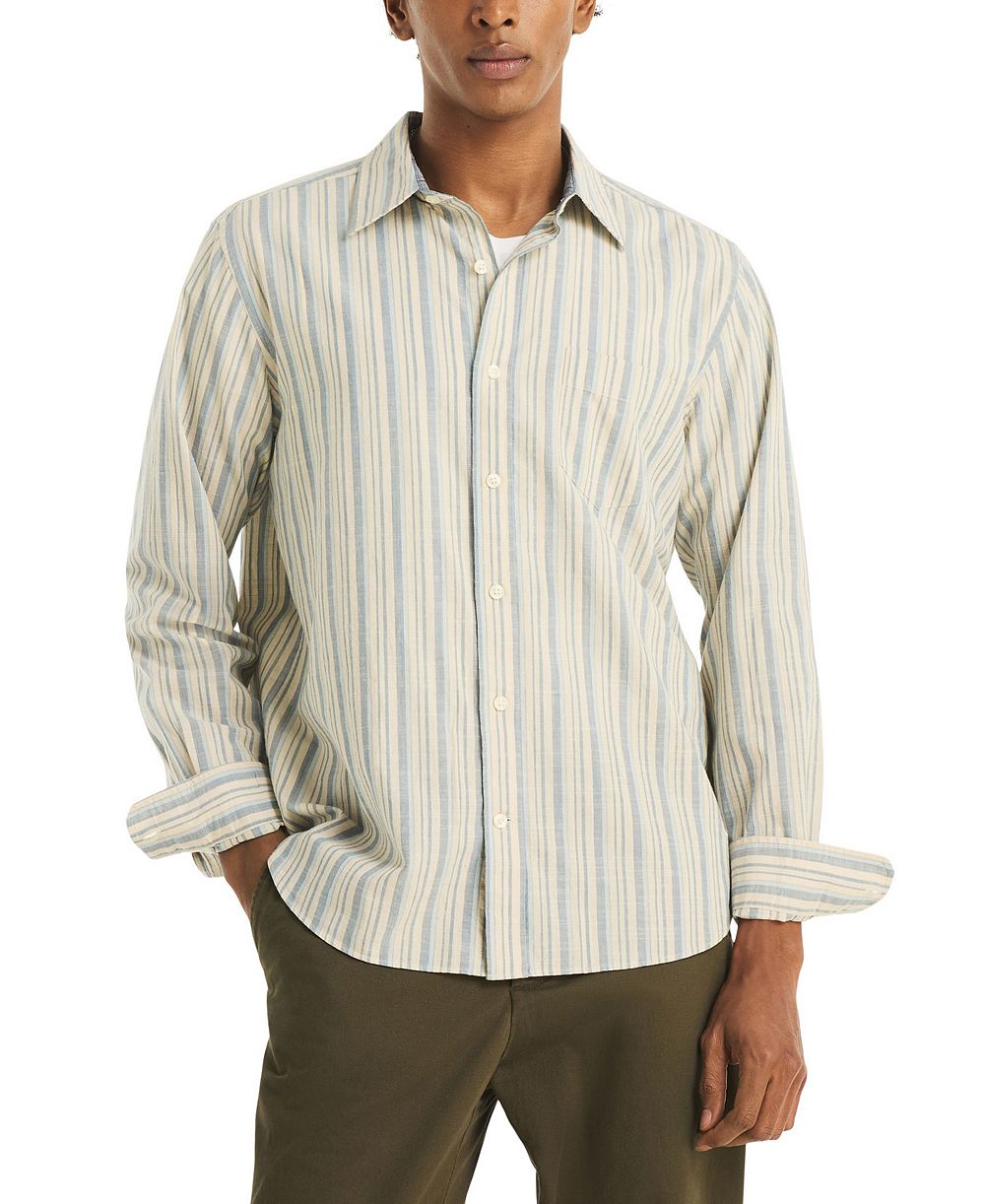 Мужская рубашка Nautica из ткани slub с длинным рукавом