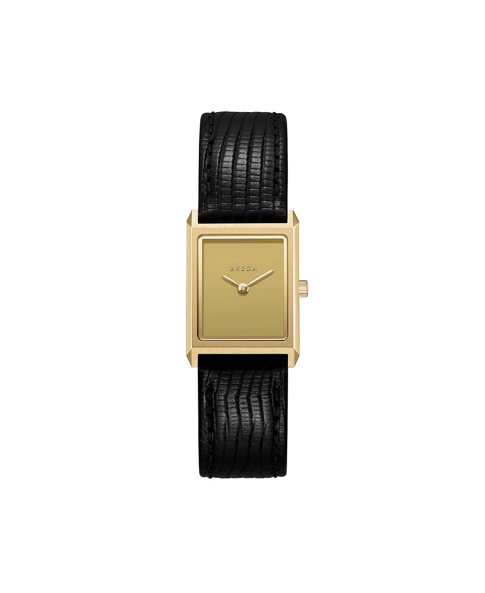 BREDA Women's Quartz Virgil Gold and Black Leather Band Watch 20mm