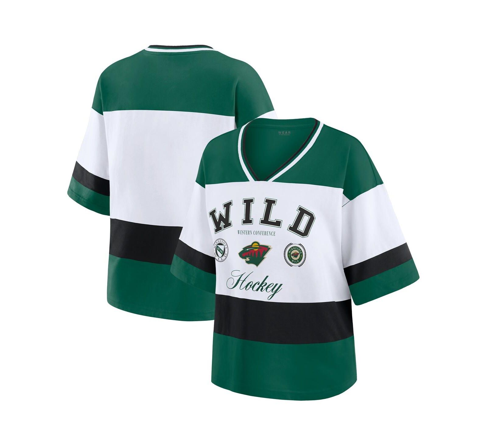 Женская футболка WEAR by Erin Andrews в стиле джерси Minnesota Wild зеленого и белого цвета