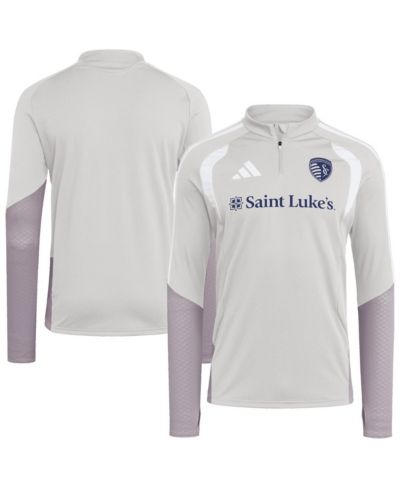 Мужская тренировочная толстовка Adidas Silver Sporting Kansas City 2026 Tiro Competition Quarter-Zip
