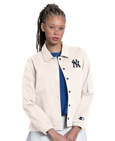 Starter Women's Cream New York Yankees Cooperstown First Down Full-Snap Coaches Jacket