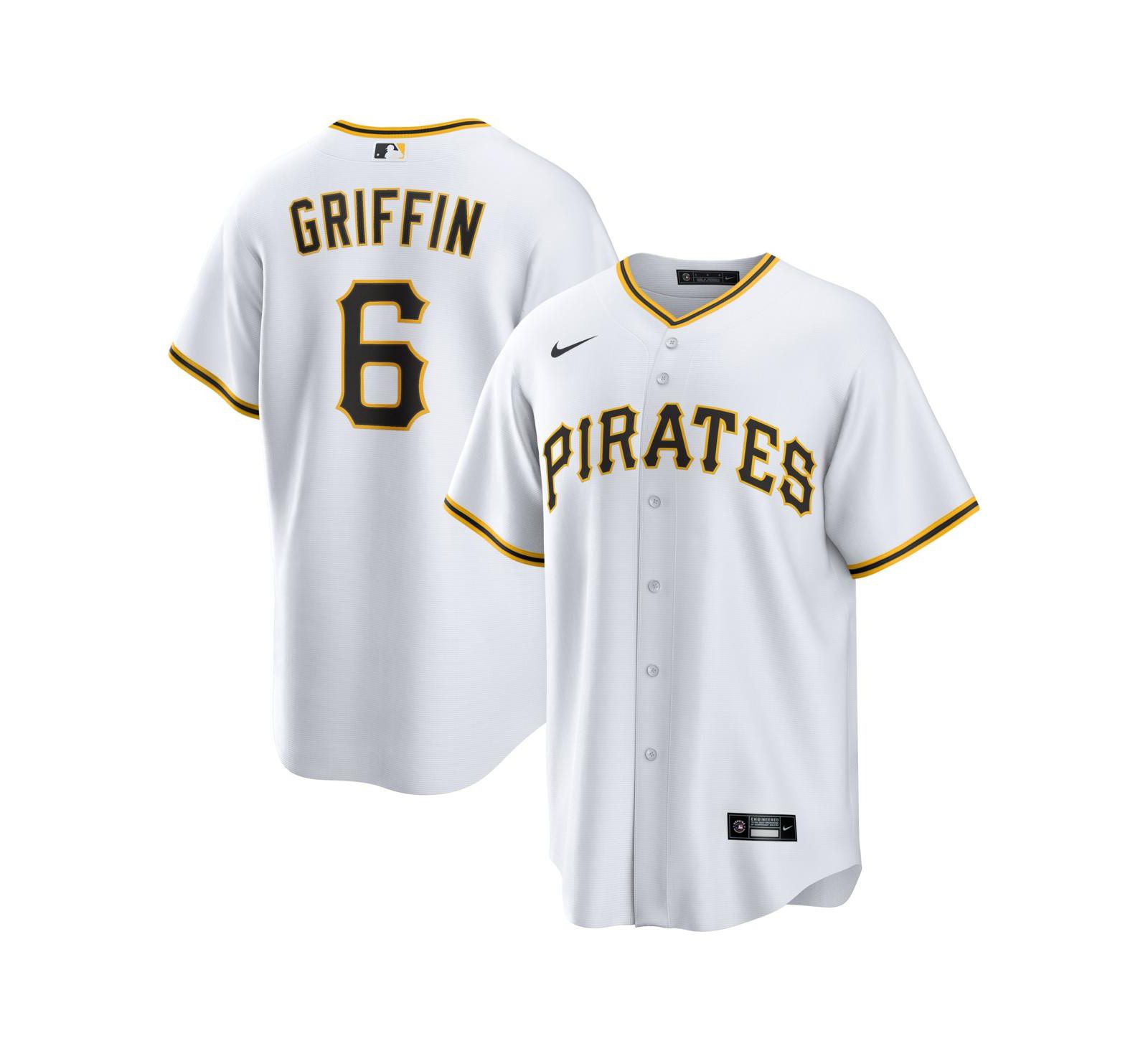 Мужская джерси Nike Konnor Griffin White Pittsburgh Pirates Home Replica