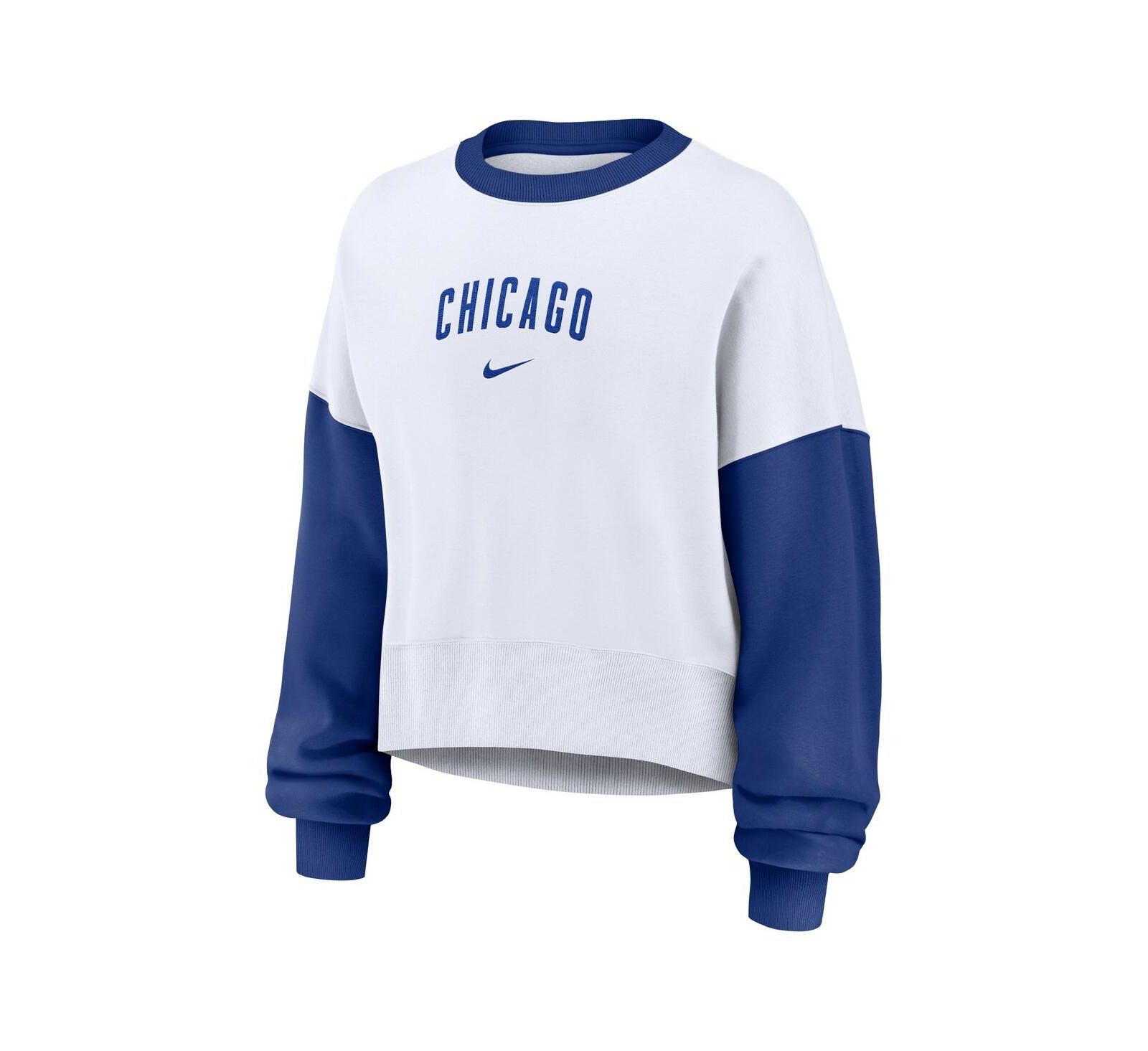 Женская толстовка Nike Chicago Cubs Oversized High Hip Fleece, White/Royal