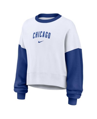 Nike Women's White/Royal Chicago Cubs Oversized High Hip Fleece Sweatshirt