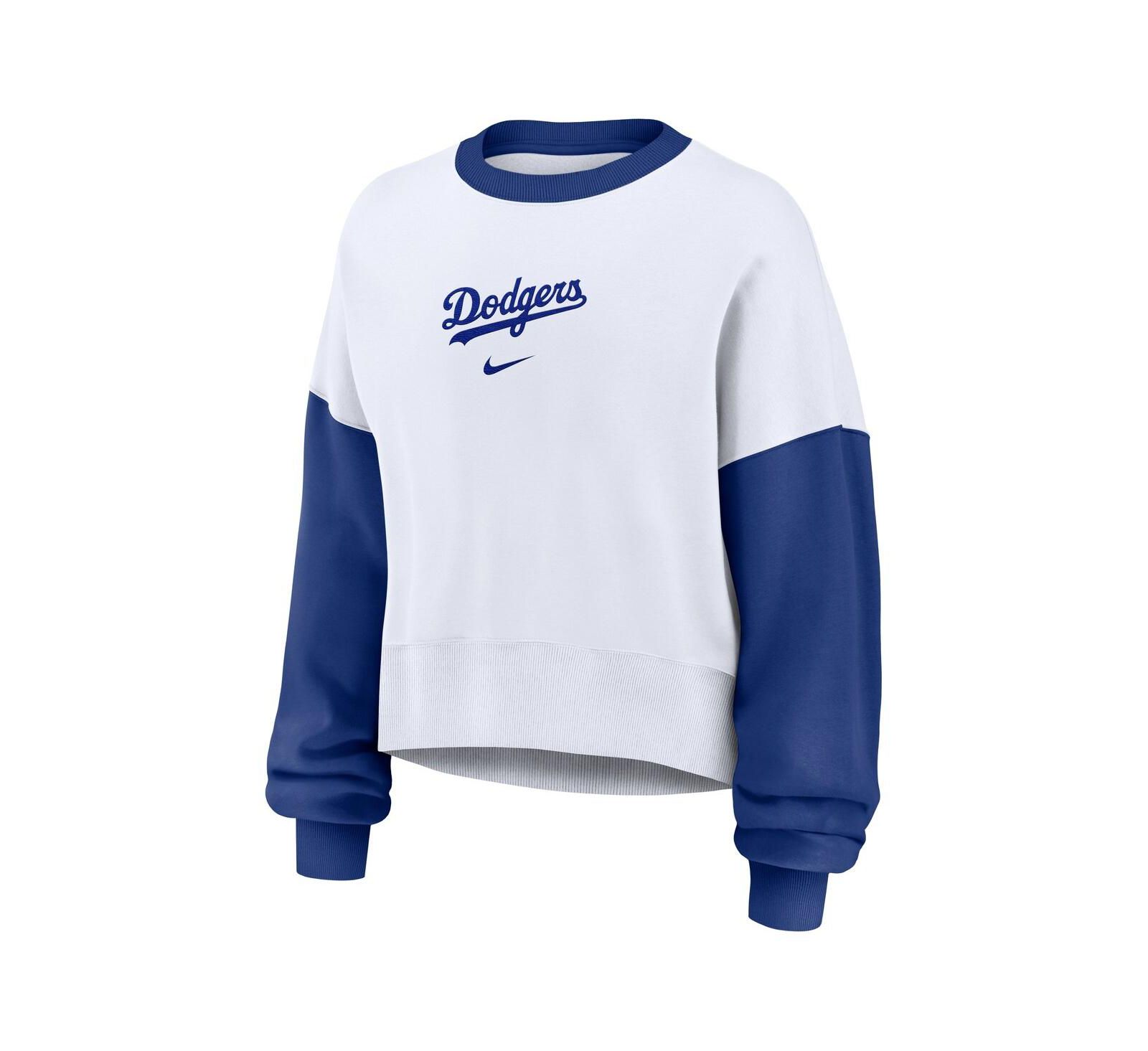 Nike Women's White/Royal Los Angeles Dodgers Oversized High Hip Fleece Sweatshirt