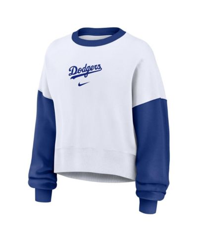 Nike Women's White/Royal Los Angeles Dodgers Oversized High Hip Fleece Sweatshirt