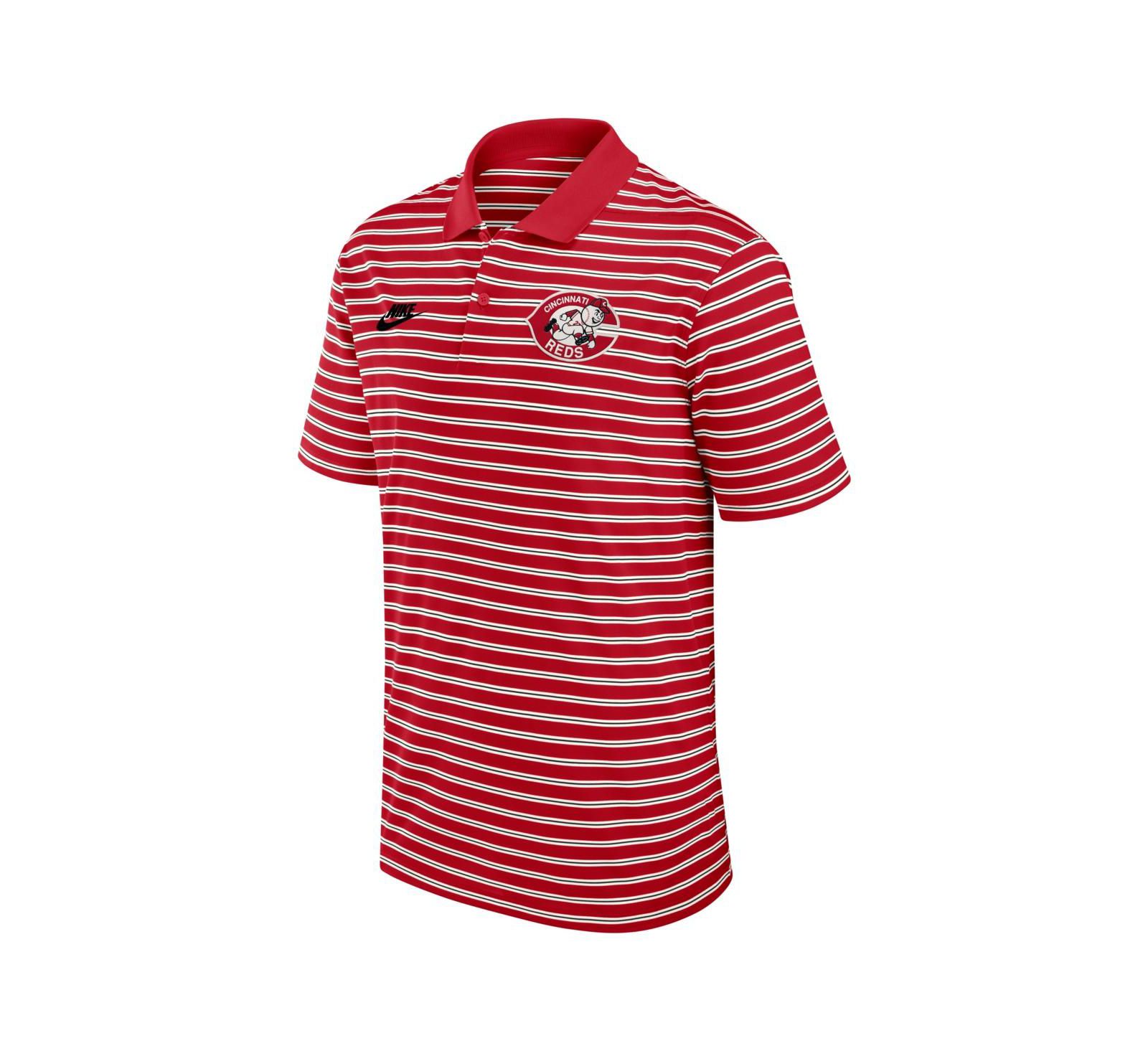 Nike Мужская рубашка-поло Dri-FIT Victory Striped из коллекции Cooperstown Cincinnati Reds