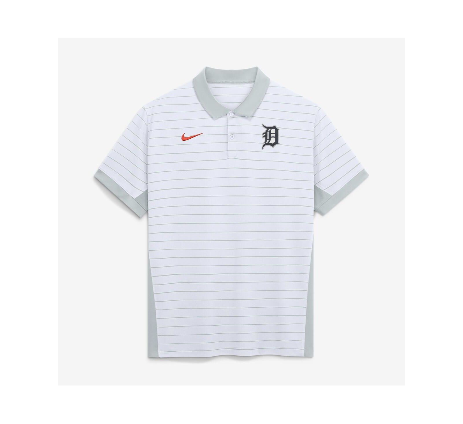 Мужская рубашка-поло Nike White Detroit Tigers Authentic Collection Striped Victory Dri-FIT