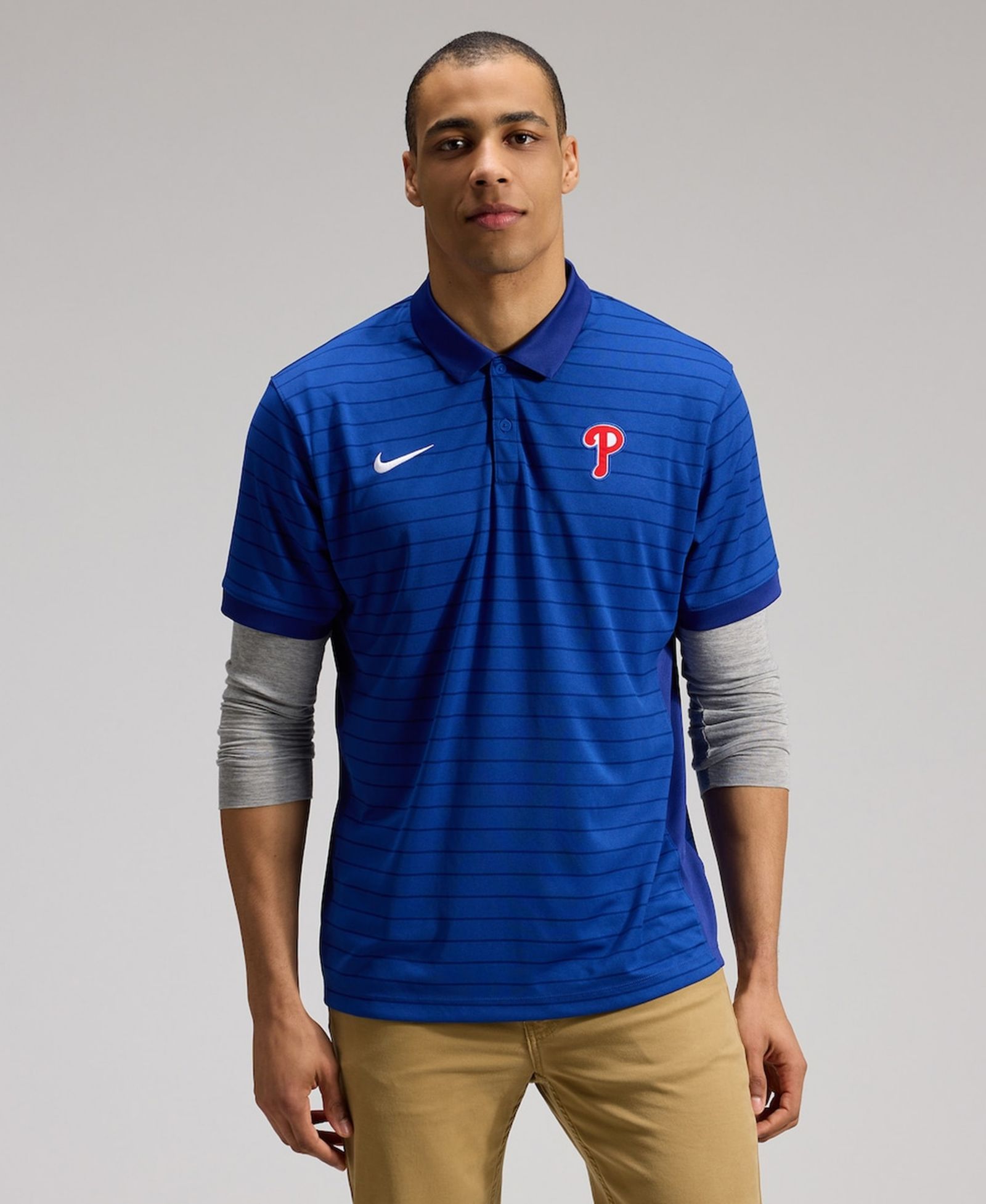 Nike Men's Royal Philadelphia Phillies Authentic Collection Striped Victory Dri-FIT Polo Shirt