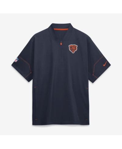 Nike Мужская куртка тренера Chicago Bears Sideline, темно-синяя, с коротким рукавом, Quarter-Zip