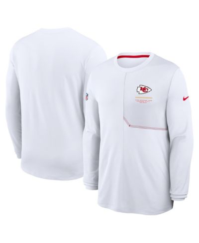 Мужская белая футболка Nike White Kansas City Chiefs Sideline Coaches UV Dri-FIT с длинным рукавом