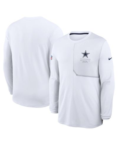 Nike Мужская белая футболка Dallas Cowboys Sideline Coaches UV Dri-FIT с длинным рукавом