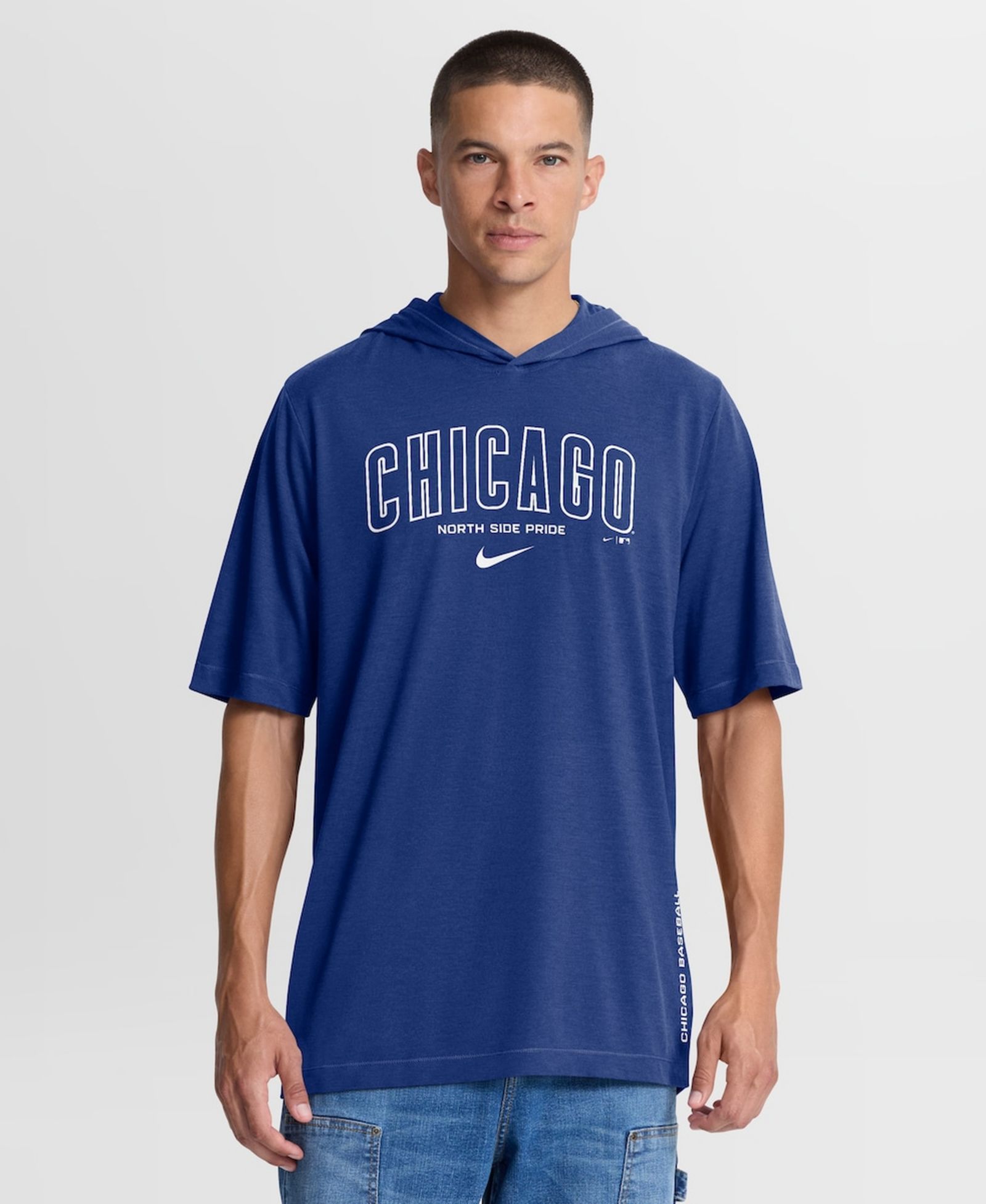Nike Мужская футболка с капюшотом Tri-Blend Royal Chicago Cubs Arched Wordmark
