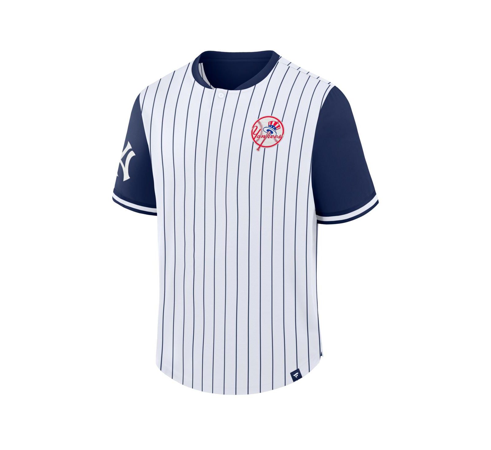 Fanatics Men's White/Navy New York Yankees Pinstripe Walk Off T-Shirt