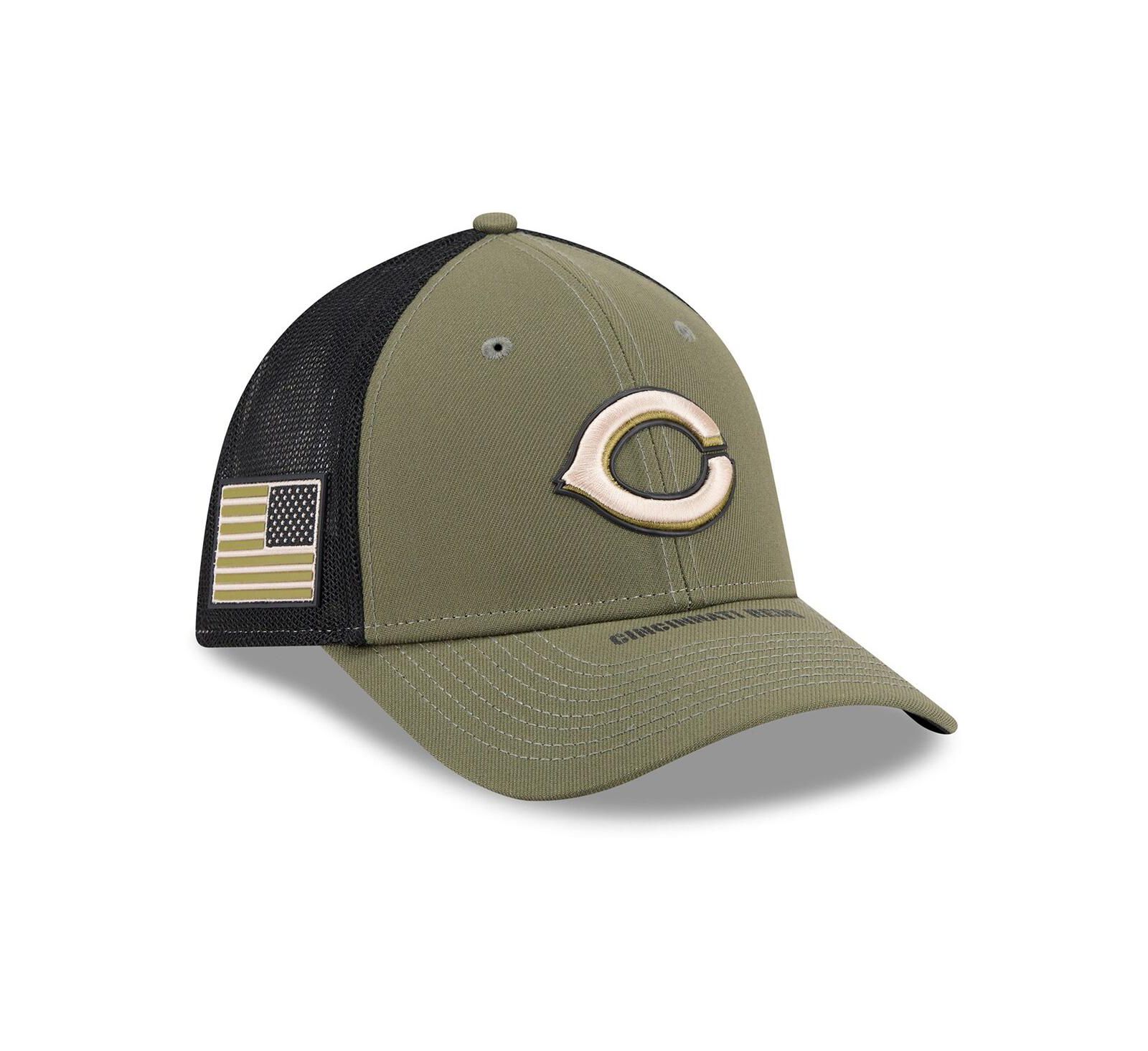 New Era Men's Olive Cincinnati Reds 2026 Armed Forces Day 39THIRTY M-Crown Flex Hat