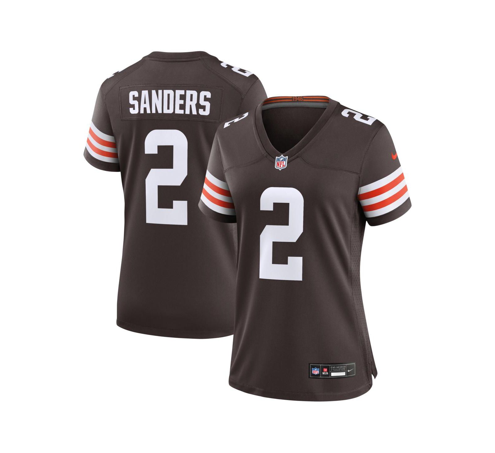 Nike Женская игровая джерси Cleveland Browns Shedeur Sanders, коричневая