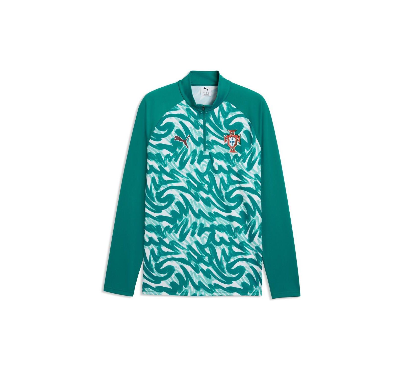 Мужская толстовка Puma Green Portugal National Team Pre-Match Quarter-Zip