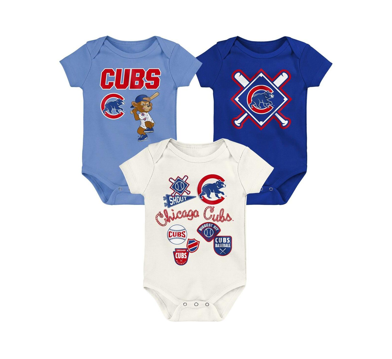 Outerstuff Baby Boys and Girls 3-Pack Chicago Cubs Home Plate Creeper Set