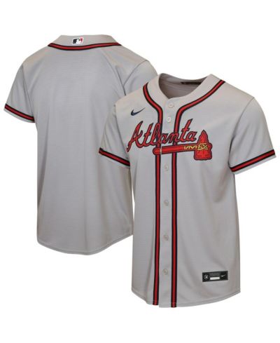 Nike Big Boys and Girls Gray Atlanta Braves Road Replica Jersey