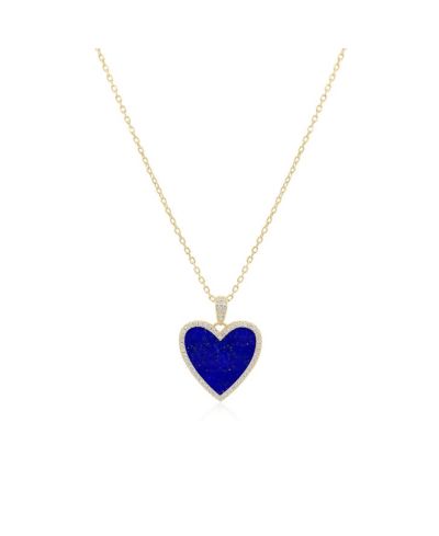 The Lovery большое ожерелье Lapis CZ Halo Heart, позолоченное серебро 14K