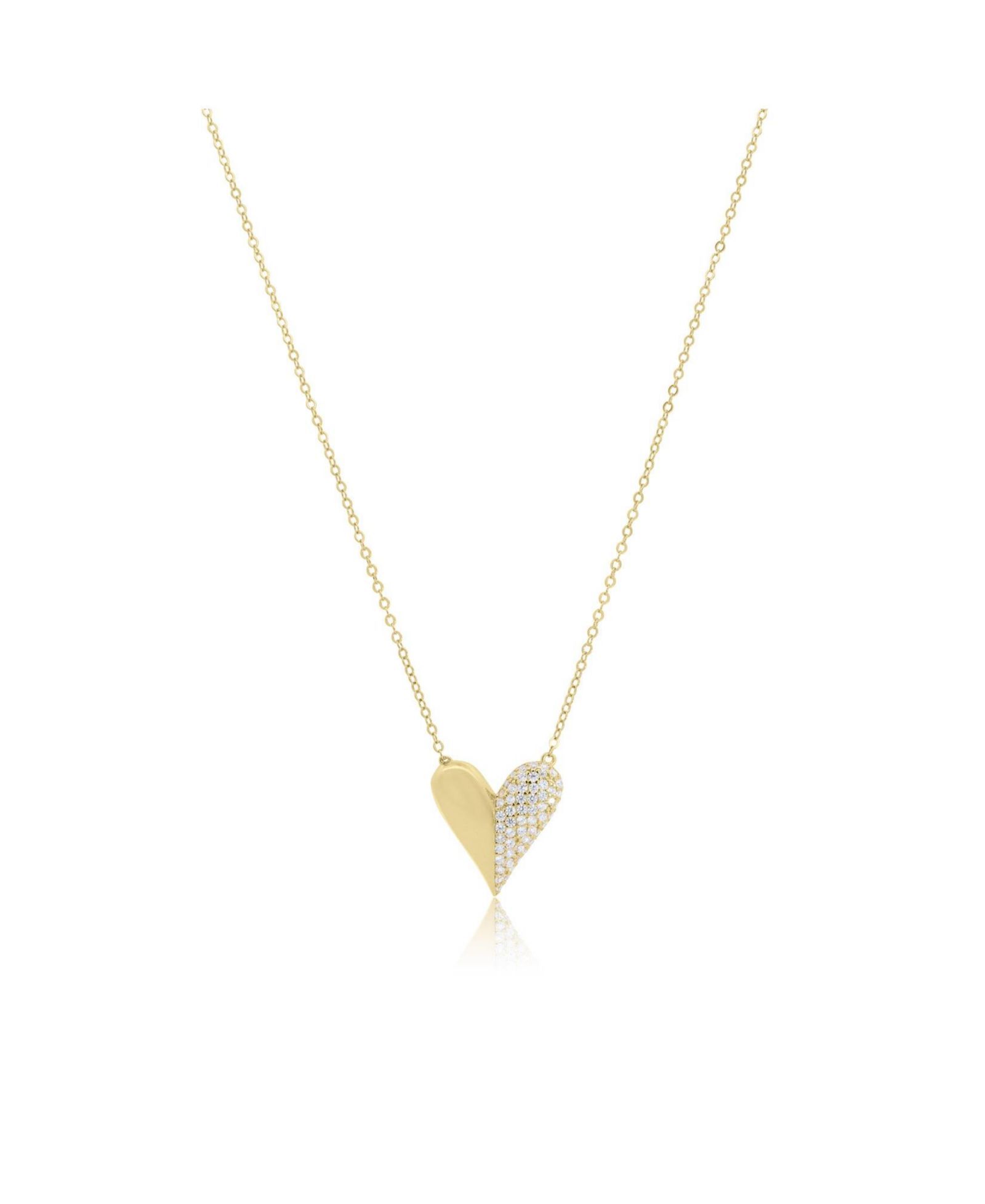Подвеска The Lovery Half and Half CZ Single Heart, позолоченное стерлинговое серебро 14K