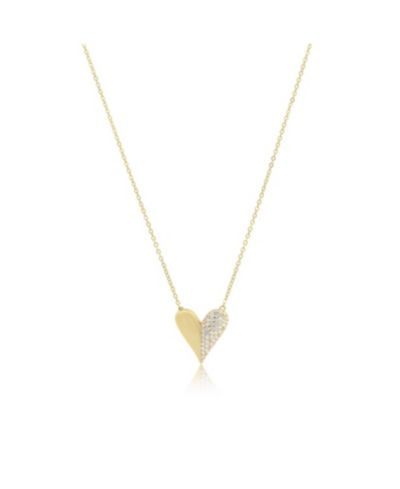 Подвеска The Lovery Half and Half CZ Single Heart, позолоченное стерлинговое серебро 14K