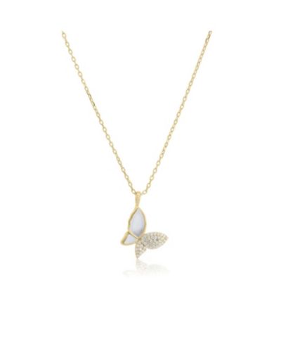 Ожерелье The Lovery Mother of Pearl CZ Butterfly Necklace 14K Gold-Plated Sterling Silver