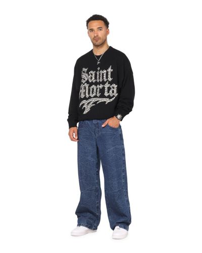 SAINT MORTA Мужской джемпер с круглым вырезом Black 3XL