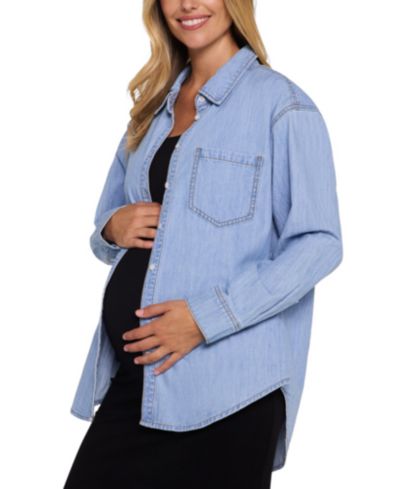 Женская джинсовая рубашка Motherhood Maternity с длинным рукавом на пуговицах