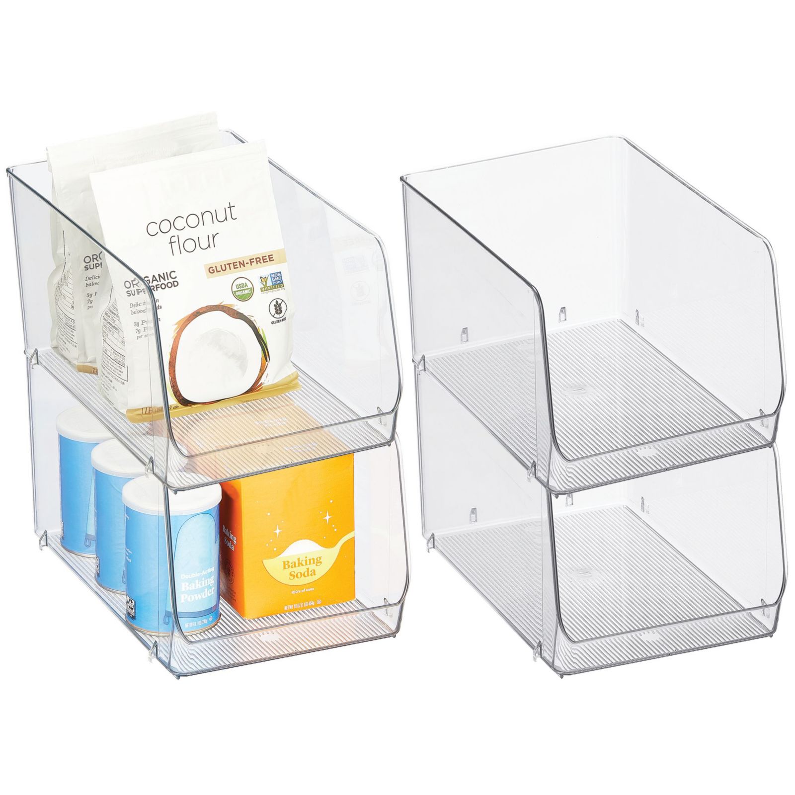 iDesign Stackable Clear Plastic Open Front Storage Bin, 4-Pack