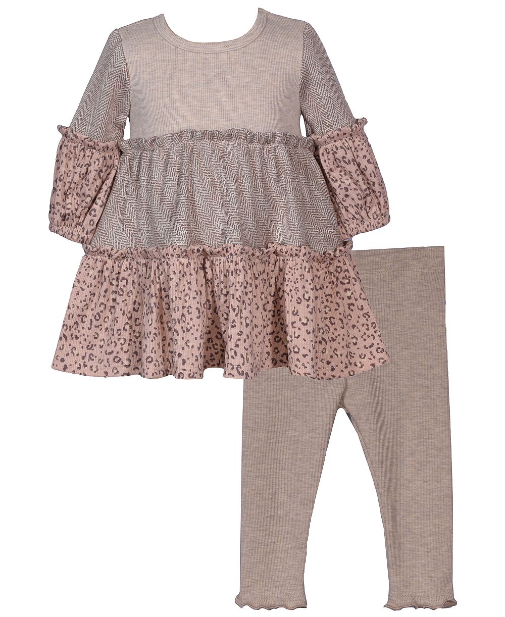 Bonnie Baby Baby Girls' Animal Print Long-Sleeve Top and Leggings, 2-Piece Set