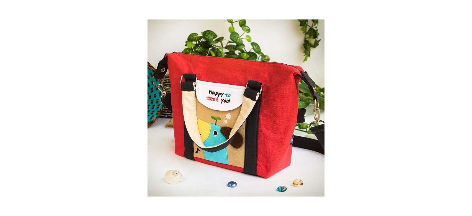 Urtala Embroidered Applique Duffle Tote Bag / Shoulder Bag / Travel Bag