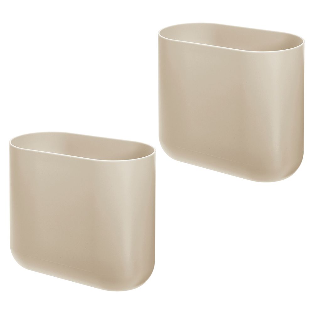 iDesign Small Plastic 1.9 Gallon Oval Bathroom Trash Can, 2-Pack