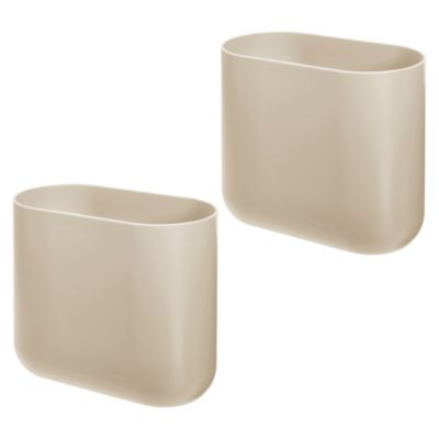 iDesign Small Plastic 1.9 Gallon Oval Bathroom Trash Can, 2-Pack