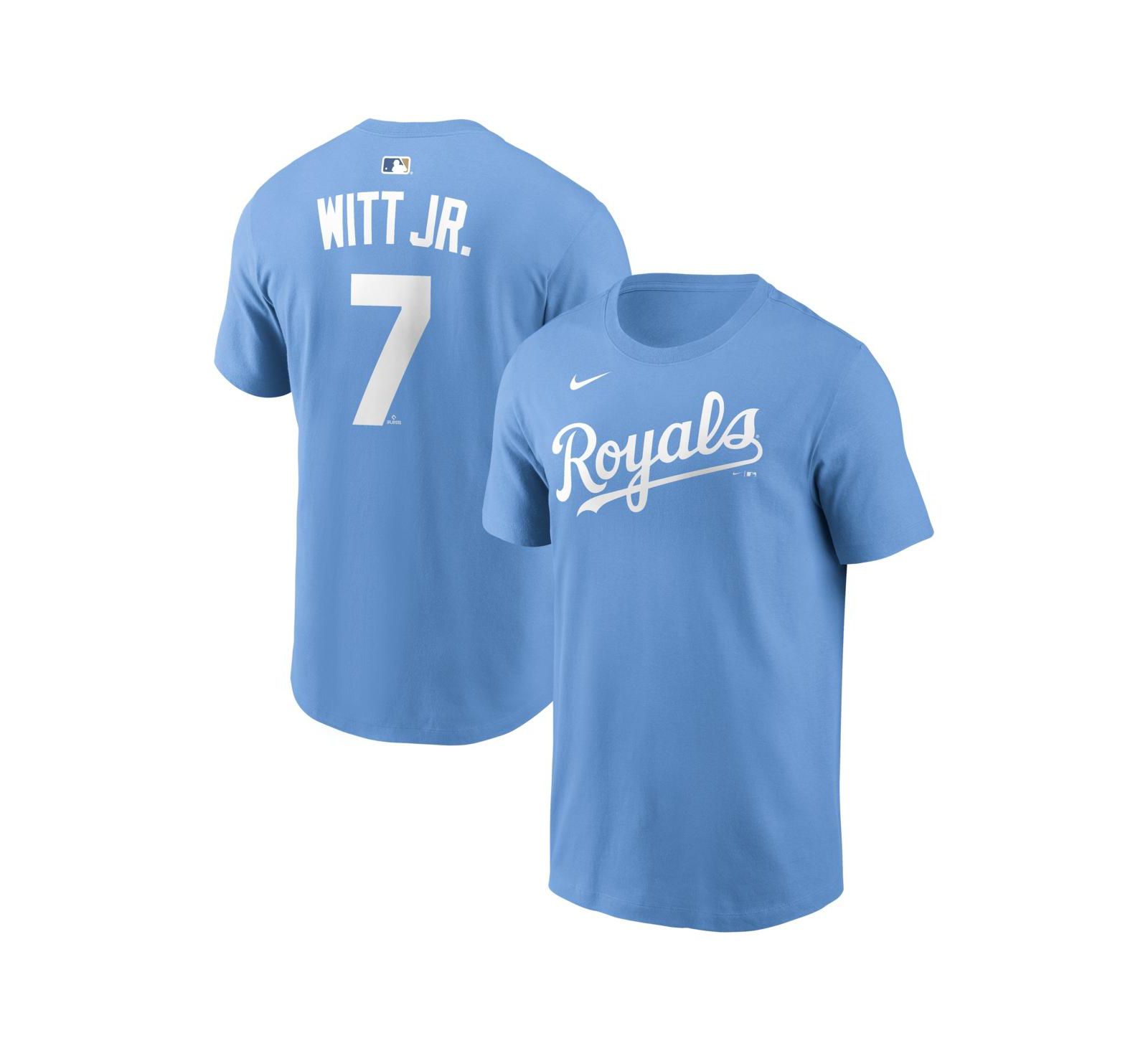 Nike Men's Bobby Witt Jr. Light Blue Kansas City Royals Name & Number T-Shirt