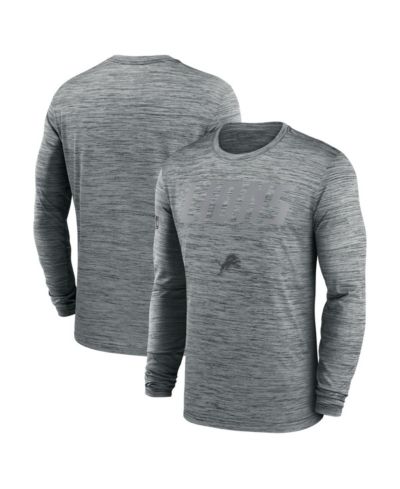 Мужская футболка Nike Gray Detroit Lions Sideline Offensive Transition Velocity Dri-FIT Long Sleeve
