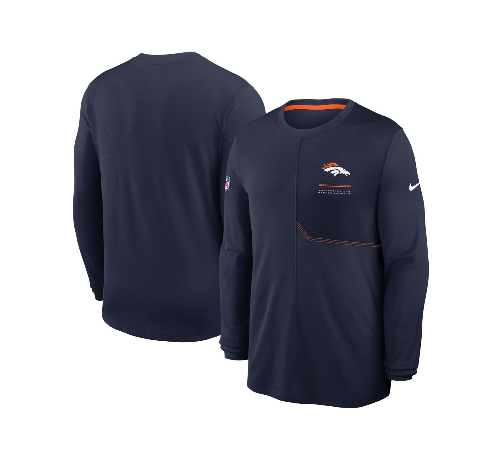 Nike Men's Navy Denver Broncos Sideline Coaches UV Dri-FIT Long Sleeve T-Shirt