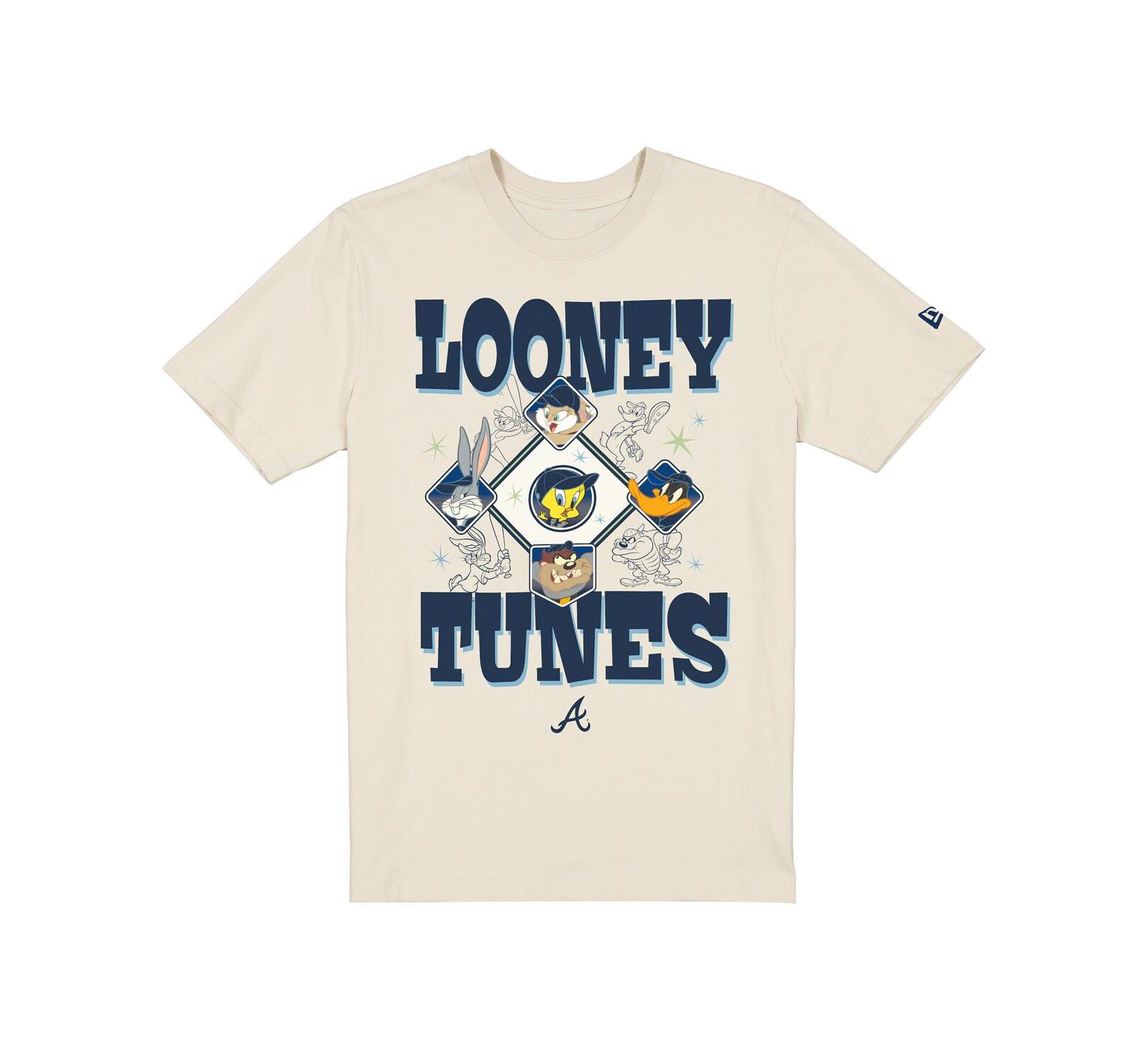 Футболка New Era Atlanta Braves Looney Tunes, кремовая, для мужчин и женщин