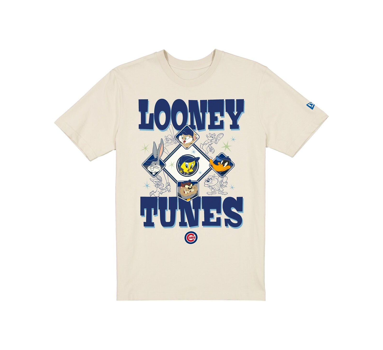 Мужская и женская футболка New Era Chicago Cubs Looney Tunes Cream