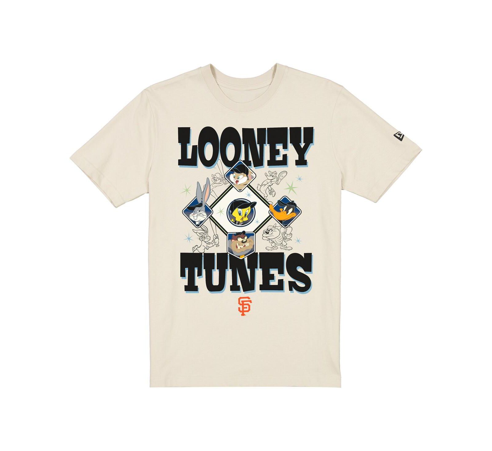 Мужская и женская футболка New Era Cream San Francisco Giants Looney Tunes