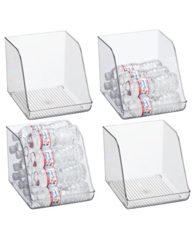 iDesign Clear Plastic Water Bottle Organizer for Fridge, 4-Pack