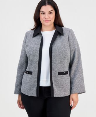 Блейзер Kasper Plus Size Tweed с открытым передом