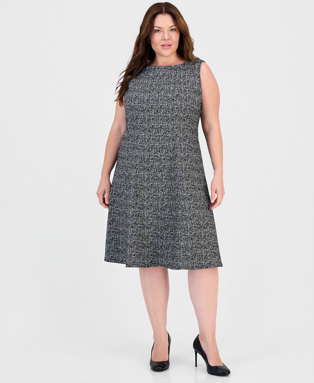 Kasper Plus Size Платье А-силуэта из твида без рукавов