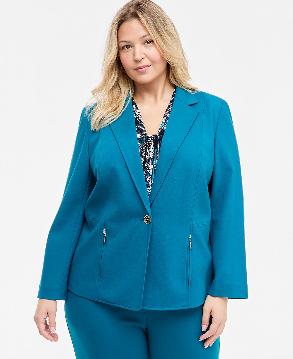Блейзер Kasper Plus Size Notch-Collar Single-Button