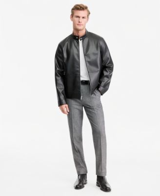 Calvin Klein Мужская кожаная куртка в стиле мото