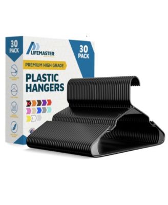 Lifemaster Plastic Clothes Hanger Set - 30 Pieces Versatile, Lightweight, Space-Saving, Non-Slip, Slim Designed, Dry and Wet Clothes Hanger Set