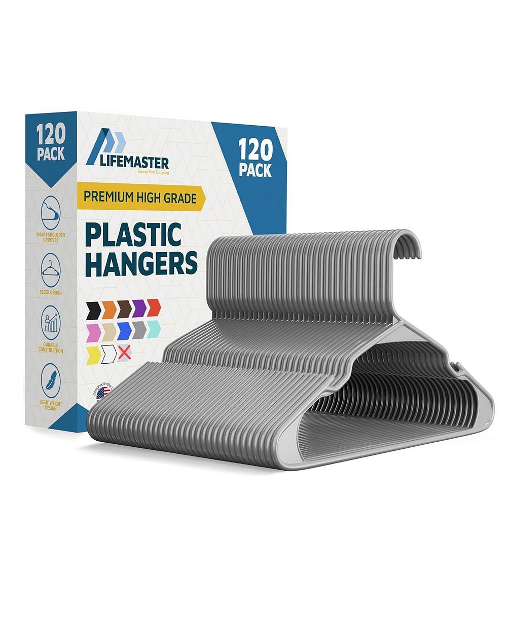 Lifemaster Набор вешалок Lifemaster Heavy-Duty Plastic с противоскользящими желобками, 120 шт.