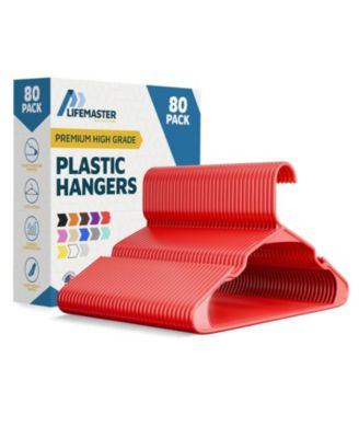 Lifemaster Heavy-duty plastic hangers with non-slip shoulder grooves space-saving design holds up to 5 lbs.