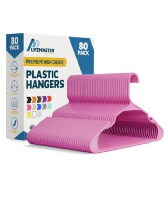 Lifemaster Heavy-duty plastic hangers with non-slip grooves and space-saving design, hold up to 5 lbs-perfect for clothes and coats pack of 80