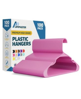 Lifemaster Heavy-duty plastic hangers with non-slip grooves design, hold up to 5 lbs—perfect for clothes, dresses and coats pack of 100